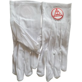 DEURA Royal Arch Masonic Gloves Round Machine Embroidered Patch Flaxable Size Large To XL