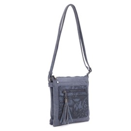 Liz Soto Sara - Bolso cruzado para mujer, piel sintética vegana, de moda, bandolera de piel sintética, marino