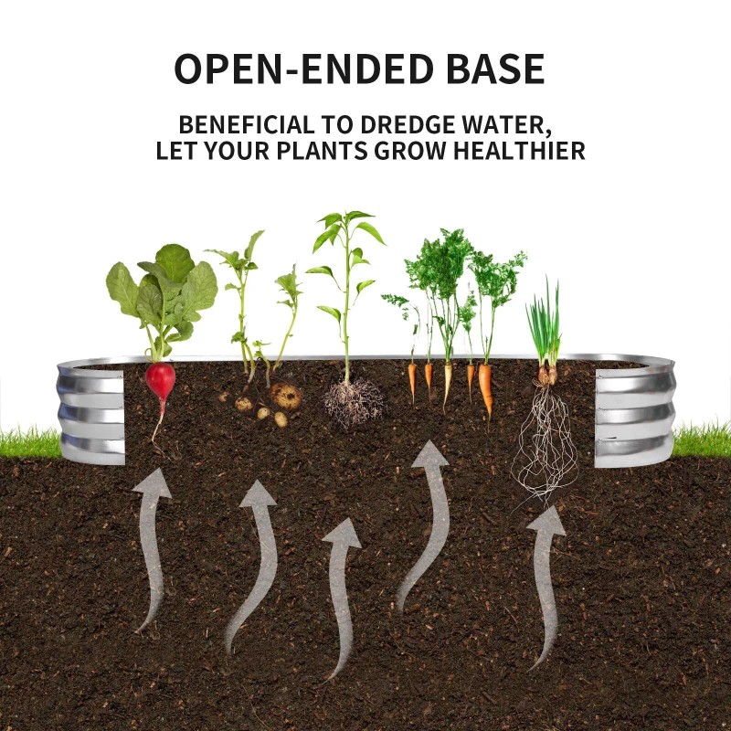 GADI Raised Garden Bed Kit for Vegetables Flower Galvanized Metal