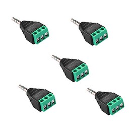 SIENOC 3.5mm Stereo 3 Pole Male /Female Plug To AV Screw Video Balun Terminal Adapter (5 packs of male adapters)