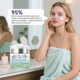 Crema reafirmante de retinol para rostro y cuello con colágeno y ácido hialurónico, hidratante antienvejecimiento para arrugas, levantamiento e hidrat