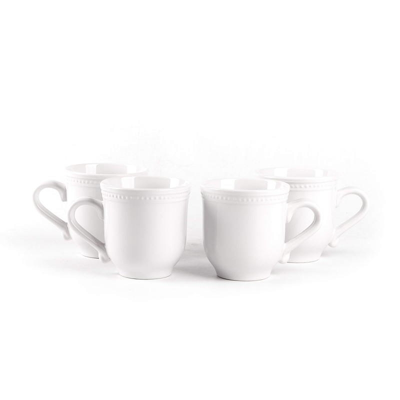 HomeVss, Pearl Dots Stoneware Dinnerware Set 20pc Set, White