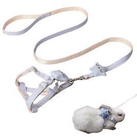 Adjustable Rabbit Harness Leash Bunny Harness for Pet Walk Running Jogging Leash Harness for Bunny Cat Puppy Kitten Ferret and Other Small Pet (Blue,Small)