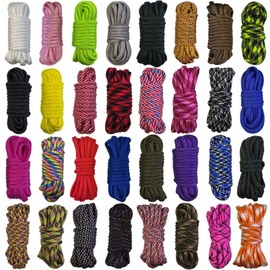 Paracord Crafting Kit, 32 Colors, 10 FT Each, 550lb Parachute Cord for Bracelets, Lanyards, Dog Collars, Idea for Gift (32Colors-A, Mixed)