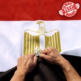 Anley Rip-Proof Double Sided 3-Ply Egypt Flag 3x5 Foot - Vivid Color, Canvas Header and Wrinkle Resistant - The Strongest, Longest Lasting Egyptian National Flags 3 X 5 Ft