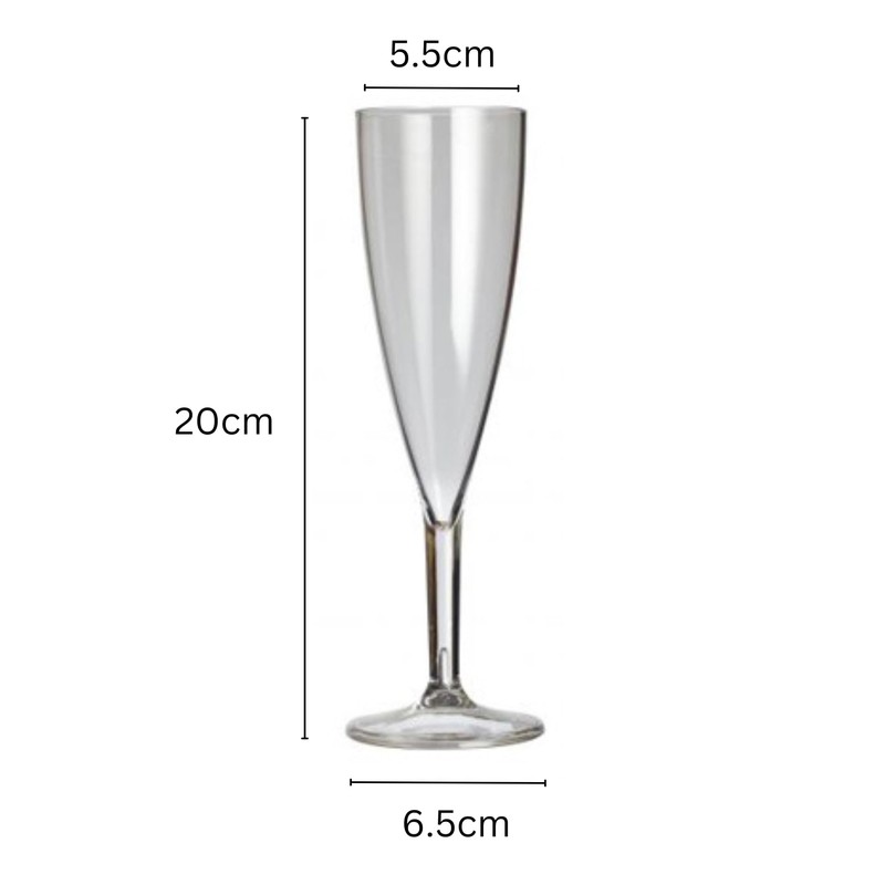 AIOS Set of 6 Unbreakable Polycarbonate Champagne Flutes. Capacity 150ml.
