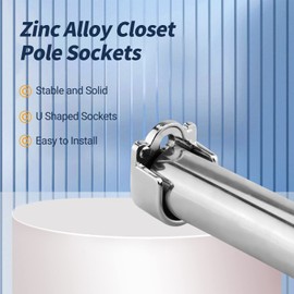 MroMax 2Pcs Zinc Alloy Closet Pole Sockets, 0.87 inch Diameter Wardrobe Bracket Holder, Shower Curtain Rod Pole End Supports Sockets Flange, U Shaped, for Wardrobe Bracket Shower Curtain Rod