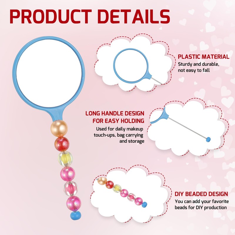uxcell 2 Pack Beadable Mirrors with Handle, 5.7 Inch Long