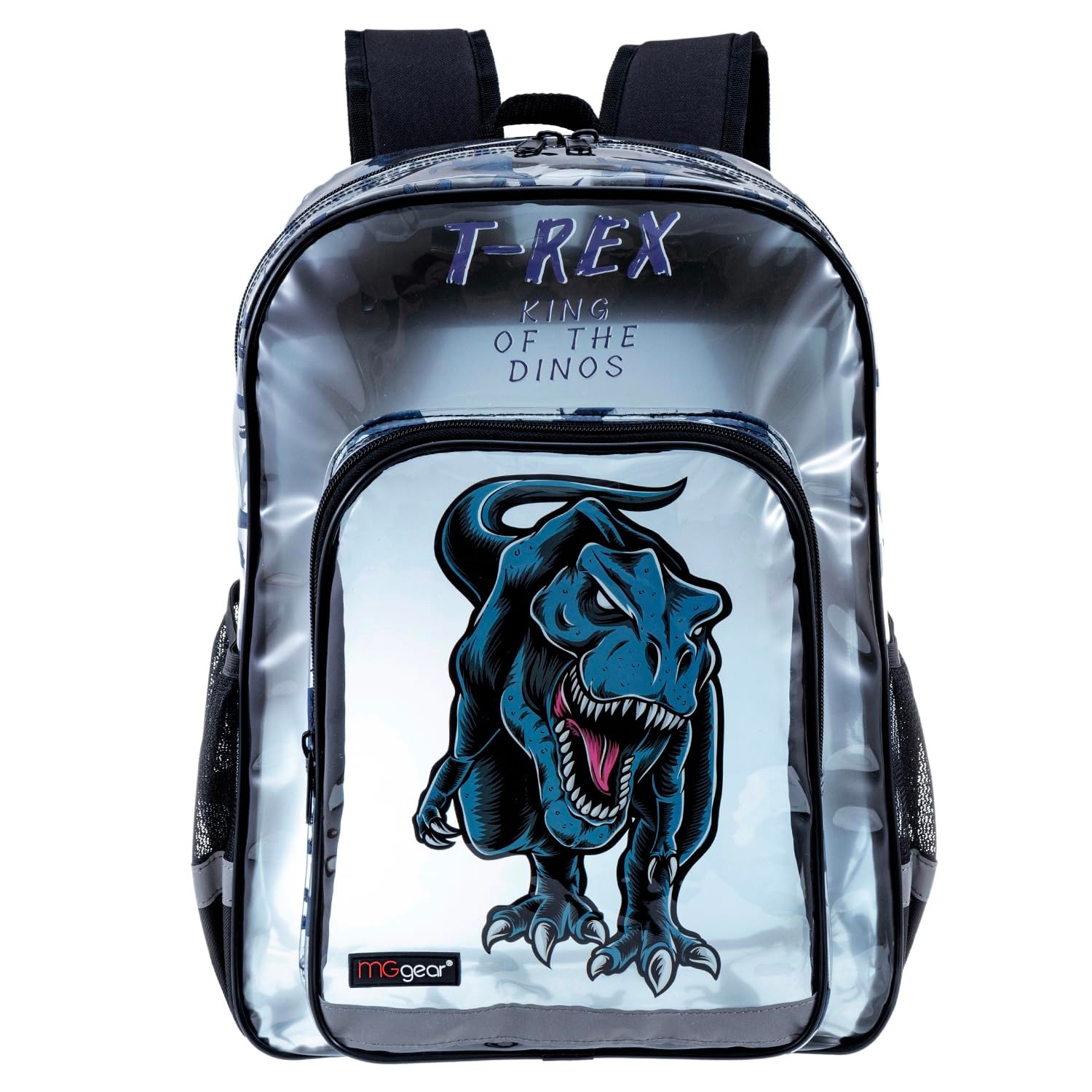MGgear 16 Inch Clear Blue Tinted PVC School Backpack with Black Trim, T ...