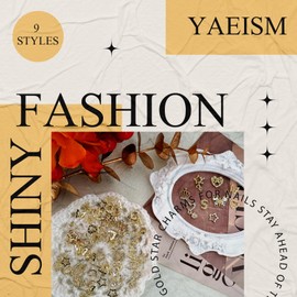 YAEISM Gold Nail Charms 75PCS 3D Nail Charms and Gems 9 Shapes Gold Charms for Nails Shiny Star Heart Butterfly Nail Rhinestones for Women Nail Art and DIY Crafts Decoration