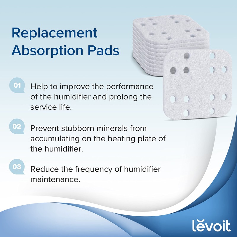 LEVOIT Humidifier Replacement Filters 10-Pack, Mineral Absorption Pad,Compatible with LV600S,LV600HH,OasisMist450S,Capture