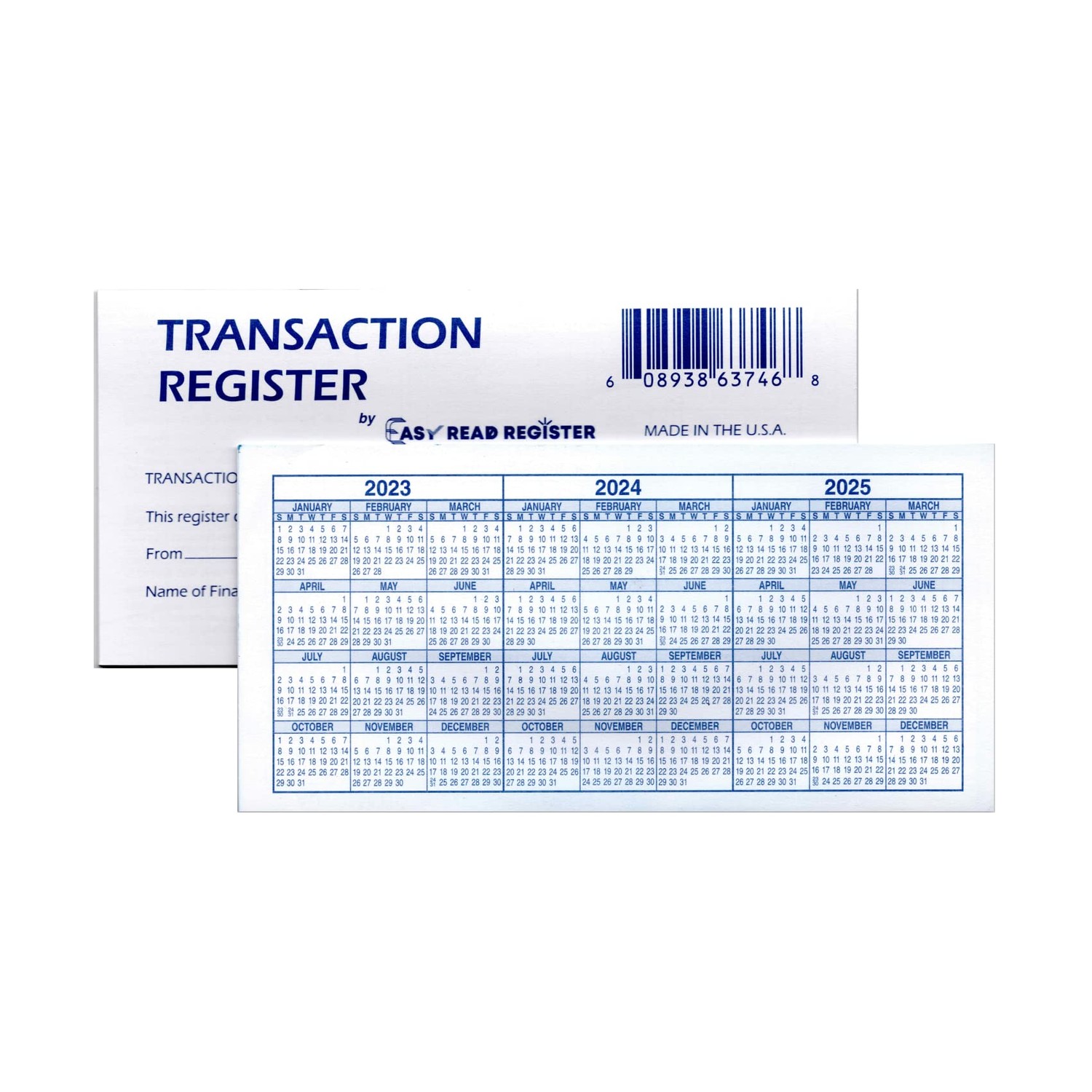 Easy Read Register, 10 Checkbook Registers 2023-2024-2025 Calendars ...