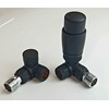 Greened House Kiev Black Designer Corner Thermostatic Radiator & Towel