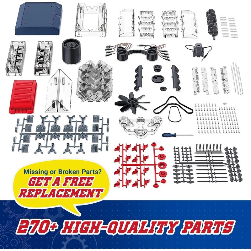 PLAYZ V8 COMBUSTION ENGINE WORKING MODEL 270 STEEM PARTS