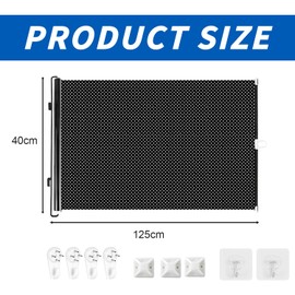 Extendable Door Safety Gate, Stair Safety Roller Blind, No Drilling, 0-125 cm Stair Safety Gate, Dog Stair Gate, Extendable for Baby, Kitten and Puppies, Barrier for Stairs/Doors/Indoor Outdoor