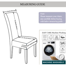 BOGUANG Waterproof Dining Chair Cover,Spandex Fabric Fit Stretch Chair Slipcover,Removable Washable Jacquard Parsons Chair Covers (Navy,Set of 6)