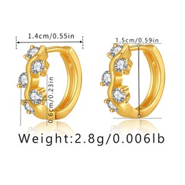 Toplstud 925 Sterling Silver Earrings Gold Hoop Earrings, Hypoallergenic Small Cubic Zirconia Sleep Earrings, Fashion Jewellery Gift for Women Girls, Sterling Silver