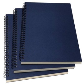 YUREE B5 Spiral Notebook/Spiral Journal Unruled, 100gsm Thick Blank Paper & Hard Kraft Cover, 65 Sheets (130 Pages), 3-Pack, 10.5" x 7.2", Blue