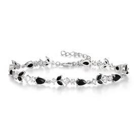 Clearine Wedding Marquise Cubic Zirconia Black Bridal Bracelets for Brides Bridesmaids Women, Silver Tennis Bracelet for Prom Party Jewellery