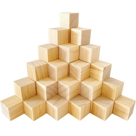 1-1/2 inch Unfinished Wooden Cubes,Pack of 40 Wood Square Blocks, Wood Blocks for Crafting Making & DIY Projects & Decor