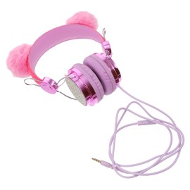 IWOWHERO Adorable Headphones with Furry Ball Design Stylish Ear Headset for Rhinestone Decoration Compatible with Phones Tablets and Laptops Random Color