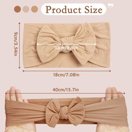 3 Pieces Baby Headbands, Newborn Headbands for Girls, Nylon Headbands, Baby Bow Headband, Baby Turban Headband, Soft Bow Headwear for Newborns, Toddlers