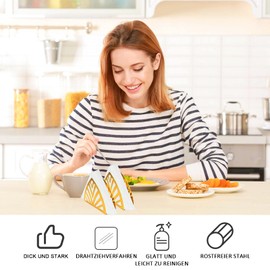 Napkin Holder, 2 Pieces, Simplicity Stainless Steel Triangle, for Kitchen Worktops, Dining Tables, Gold