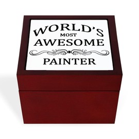 CafePress World's Most Awesome Painter Memory Keepsake Jewelry Box, 5"x5"x3.75"