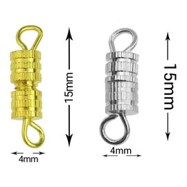 Kare & Kind 100x Barrel Screw Clasps - Use for Crafts, Jewelry Making and Repair - Ideal Connector for DIY Necklaces, Bracelets, Anklets - 4 mm x 15 mm - Gold/Silver