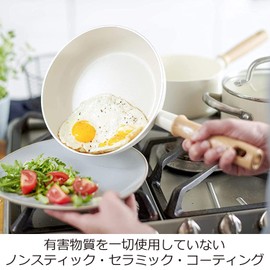 GreenChef Green Chef Casserole IH Safe 16cm Ceramic Non-Stick Fluorine Free Vintage White