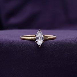 AFFY Solitaire Engagement Ring For Women, Marquise Cut Cubic Zirconia or Moissanite Diamond Wedding Ring 14k Gold Over Sterling Silver & 10k Solid Gold Jewelry Gift for Her (0.50 to 1.00 CT), Ring