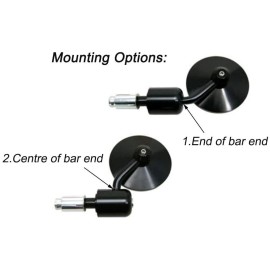 KEEPDSGN Motorcycle Round 7/8 Handle Bar End Mirror Black For Honda CB300R CB650R CB1000R