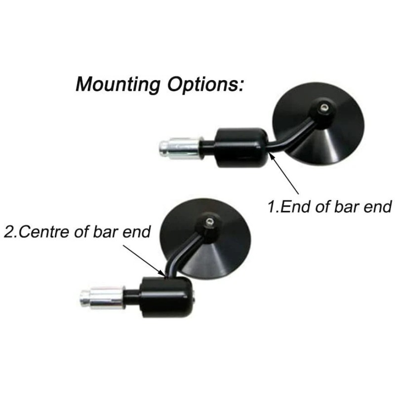 KEEPDSGN Motorcycle Round 7/8 Handle Bar End Mirror Black For