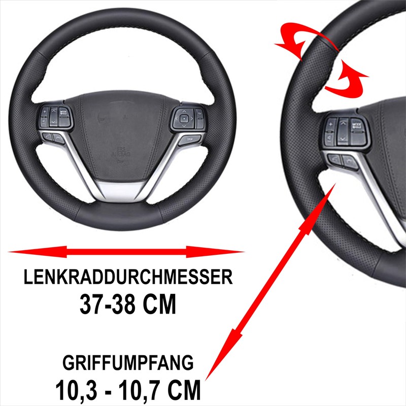 Xkeribom Steering Wheel Cover for Lacing Leather 37-38 cm 12