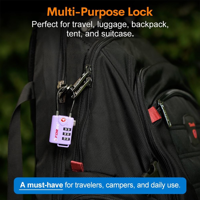 Forge TSA Approved Luggage Locks, Re-settable Combination with Alloy Body,