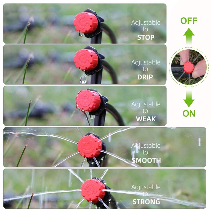 EBANKU Adjustable Irrigation Drippers Sprinklers, 200Pcs 1/4Inch Adjustable Micro Drip