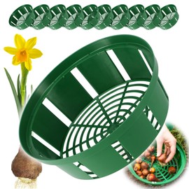 KADAX Plant Basket for Flower Bulbs, Plastic Propagation Basket, Propagation Tray for Vegetable Plants, Flower Bulb Basket in 2 Shapes for Spring Flowerers (18 cm Round, Set of 10)