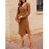 MEROKEETY Women's 2025 Long Sleeve Bodycon Sweater Dress V Neck