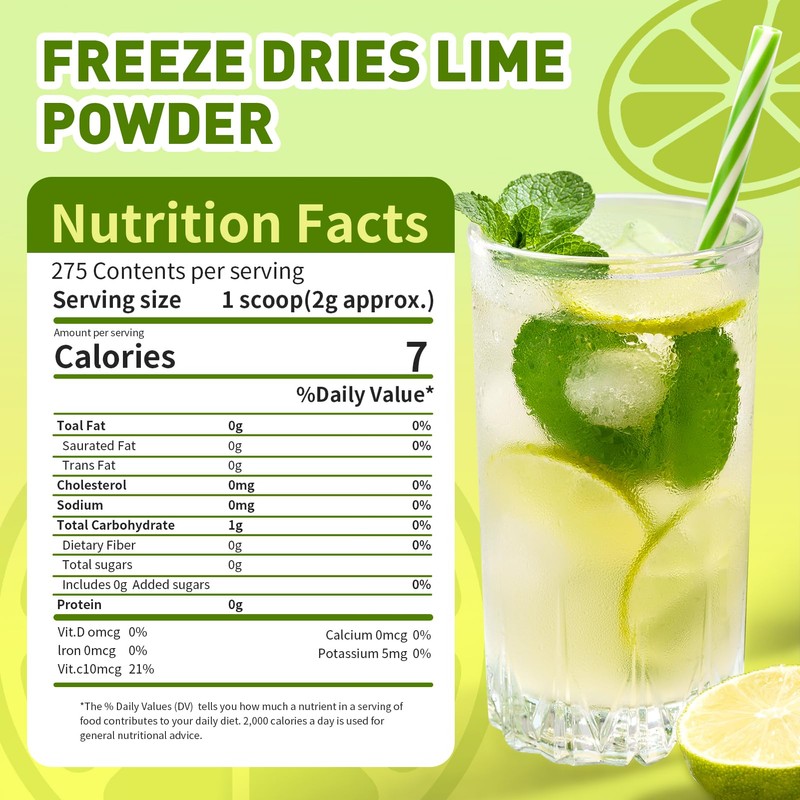 Lime Powder Freeze-Dried Lime Juice Flavor 1.25 lb Rich in