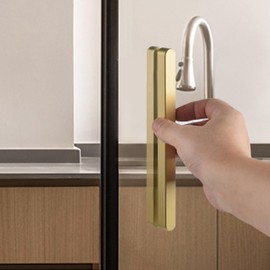 BaiNong 2pack 7 inch Stick on Shower Door Handles Adhesive Glass Shower Door Handle Matte Gold Sliding Glass Door Handle for Shower Double Sided Sliding Door Pull