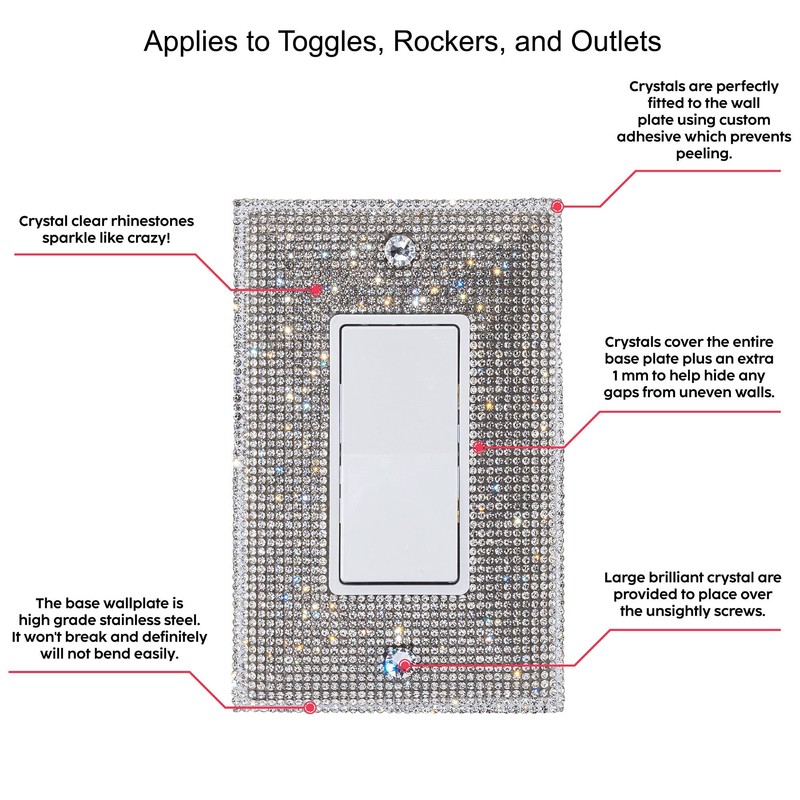 Bling Rhinestone Wall Plate Cover (Quad Rocker)