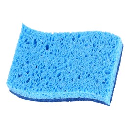 Superio Non-Scratch Cellulose Sponge Kitchen Scrub Sponges with Scouring Pad Set, Good for Non-Stick Cookware Frying Pan, Pot, Counter Top, Sink Scrubbing, Kitchen Scrubbers, Pack of 1, Blue