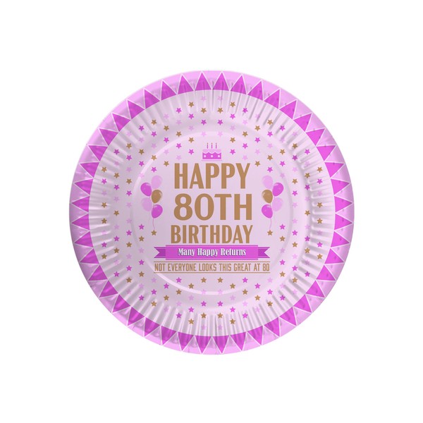 Bang Tidy Clothing 80th Birthday Paper Plates Pack of 12