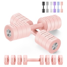 MERACH Dumbbell Set of 2, Adjustable Weight, Anti-slip Handle, Macaron Colors, Each 2.2/4.4/6.6/8.8 lbs, 4 in 1 Hand Weights for Women at Home, Pink
