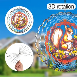 Tepaken Stainless Steel Reflective Wind Spinners Outdoor Garden Decor,Sparkly Metal Wind Spinners Gifts for Mom, Women 3D Squirrel