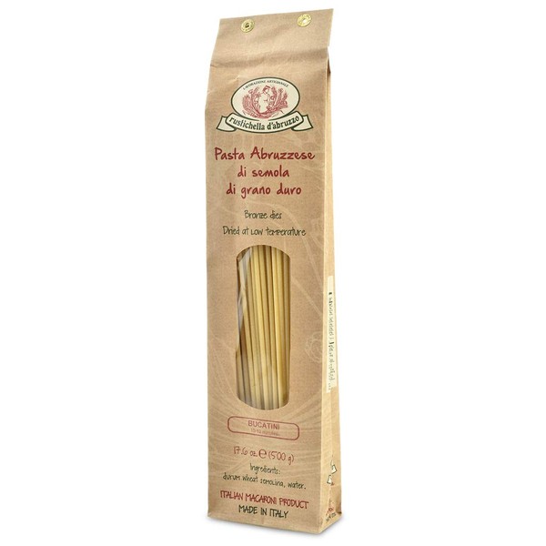 Rustichella d'Abruzzo Bucatini, Durum Wheat Pasta - 17.5 Ounce Bags (Pack of 4)