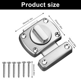 1pcs Heavy Duty Rotate Bolt Latch Lock for Internal Wooden Doors – Bathroom Lock, Door Bolts Stainless Steel with Screws, Anti-Theft Security Door Lock for Home, Bedroom, Toilet, Office