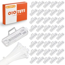 OioTuyi Pack of 50 Cable Labels Set with Nylon Cable Ties, Waterproof Cable Labelling & Marking for All Cable Types (White/Transparent)