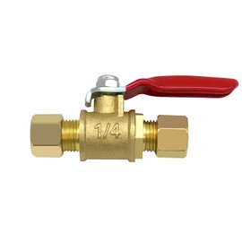 Hooshing Brass Mini Ball Valve Shut Off Swith 1/4" Compression x 1/4" Compression Fitting Coupling