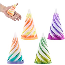 4-Pack Spiral Cone Fidget Toy, Impossible Cone Stress Relief Desk Toy, 3D Printed Spiral Fidget Toy for Anxiety Relief, Fun Desk Decor for Home, Office, School (Green, Purple, Yellow, Rainbow)